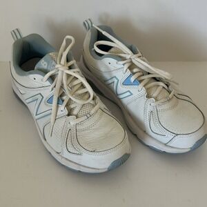 New Balance 857 Cross Trainer Low Top Tennis Shoes White/Baby Blue size 9